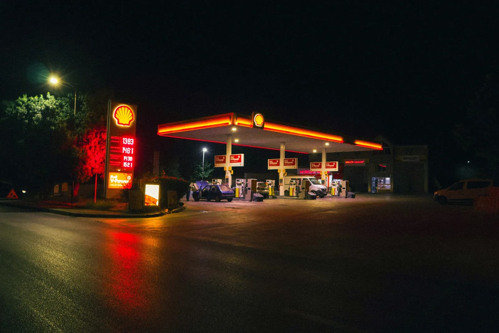 Gas station forecourt on a Caribbean island