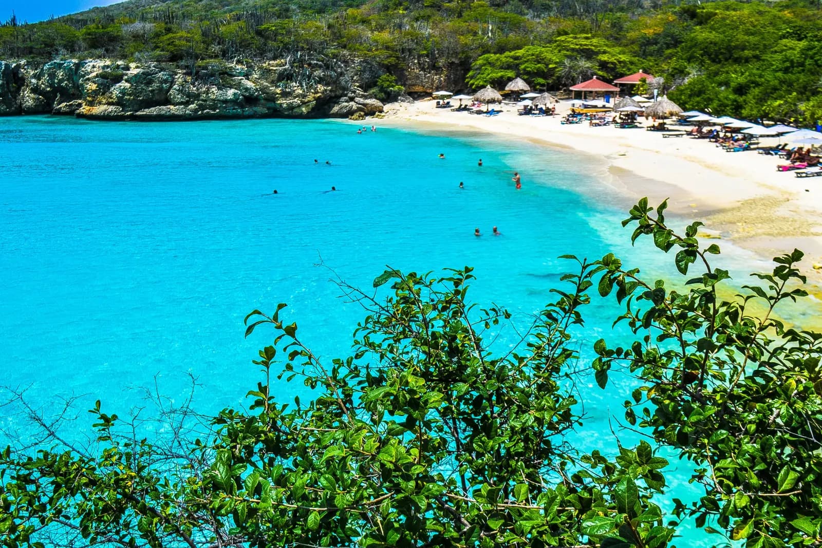 Turquoise cove and white sand on the St. Kitts coast