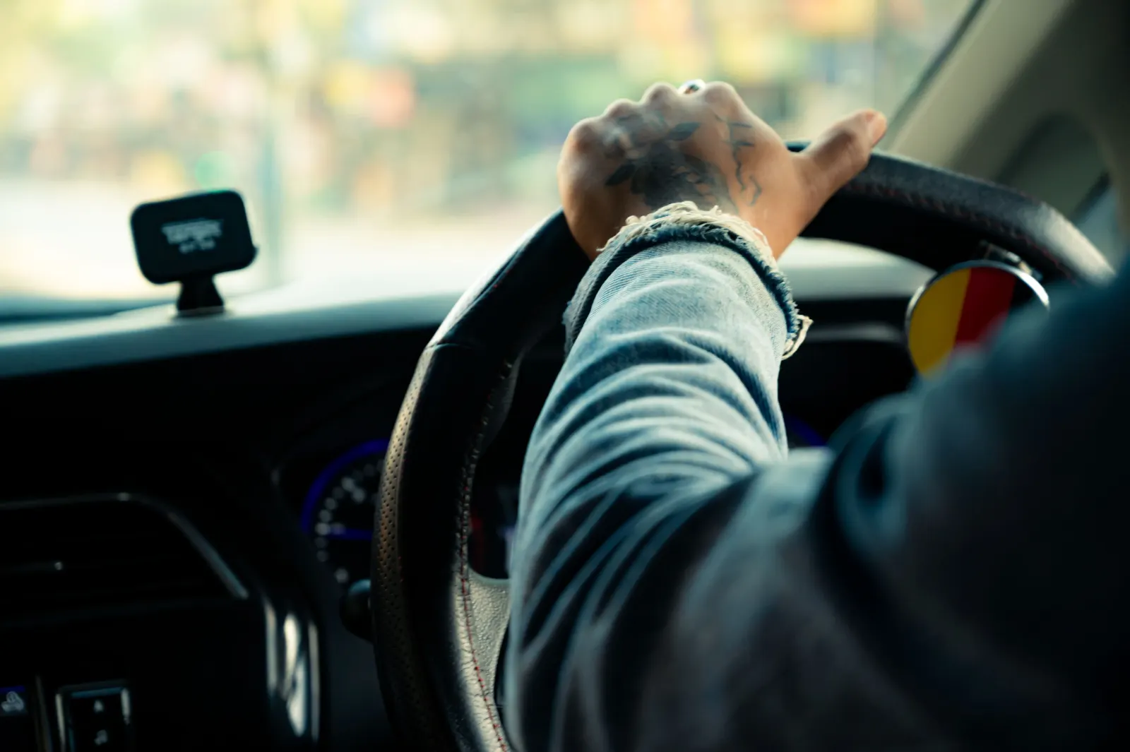 Hands on the wheel driving in St. Kitts