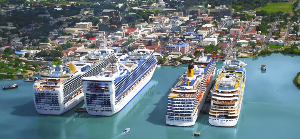 Cruise ships docked at Port Zante in Basseterre, St. Kitts
