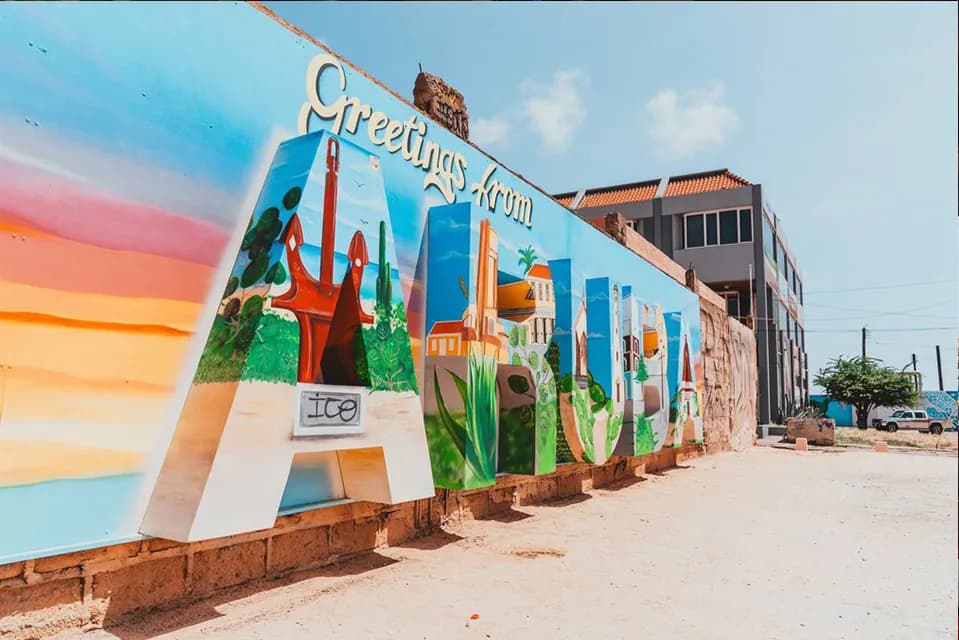 Colorful street-art mural in San Nicolas, Aruba
