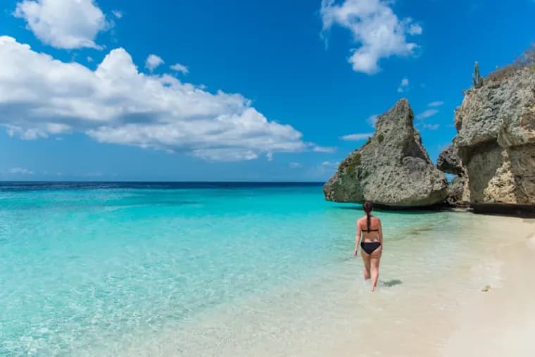 Powder sand and turquoise water at Cas Abao Beach, Curaçao