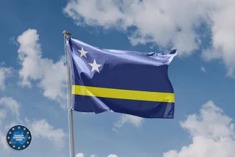 Flag of Curaçao, blue with a yellow stripe and two white stars