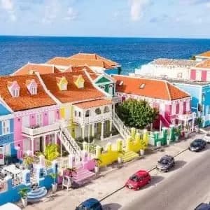 Restaurants and historic facades in the Pietermaai district of Willemstad