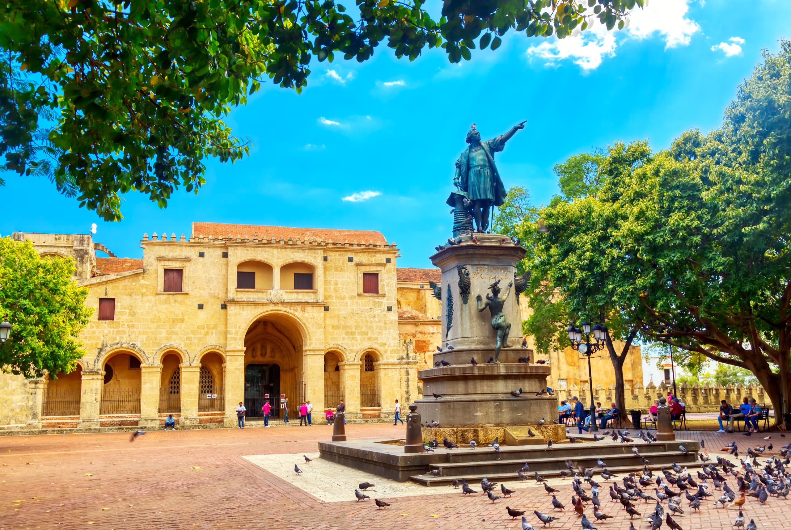Cobblestone street and colonial-era stone buildings of the UNESCO World Heritage Colonial Zone, Santo Domingo