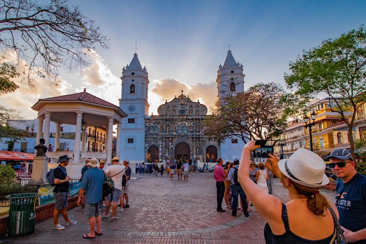 Colonial streets and rooftops of Casco Viejo, Panama City