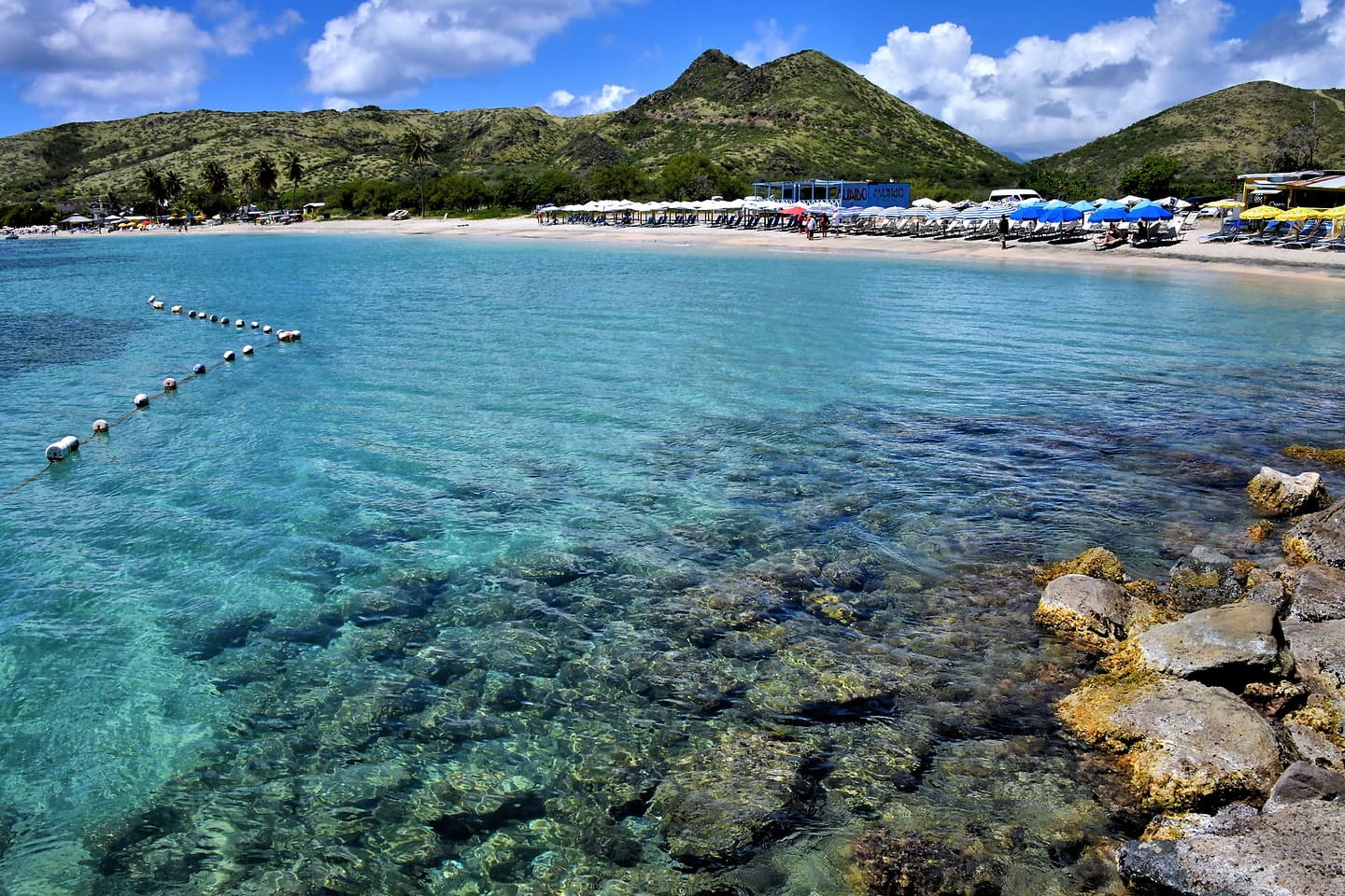 Cockleshell Bay on the South East Peninsula of St. Kitts with Nevis across the channel