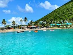 The beach and bars of Frigate Bay on St. Kitts