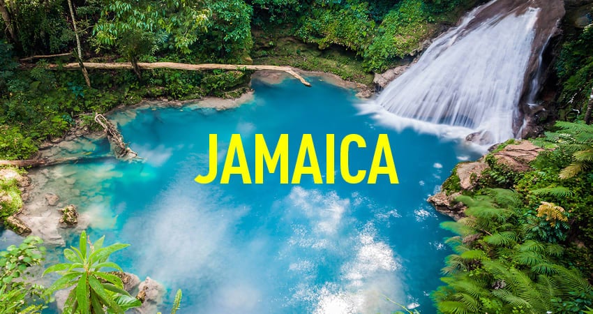 Jamaica destination hero - turquoise waters and lush tropical scenery