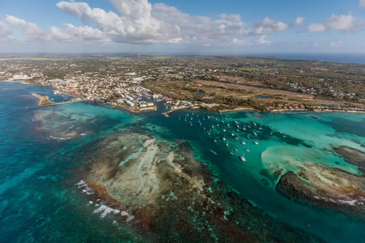 Saint-François marina and coastline, Grande-Terre, Guadeloupe