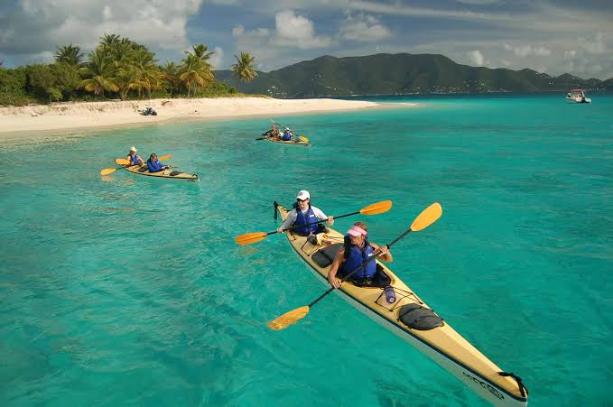 Kayak tour along a St. Croix beach