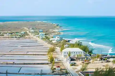 Historic salt ponds and coastline at Salt Cay